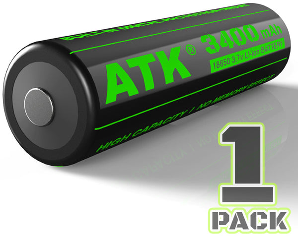 1pc | 18650 | 3.7V | 3400mAh | Hight Output | Protected | Lithium Rechargeable Battery