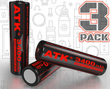 1pc , 2pcs, 3pcs ATK 3.7v 18650 2000mAh Li-ion Rechargeable Battery  | Highest Capacity 18650 Per Volume | For Vape Mod
